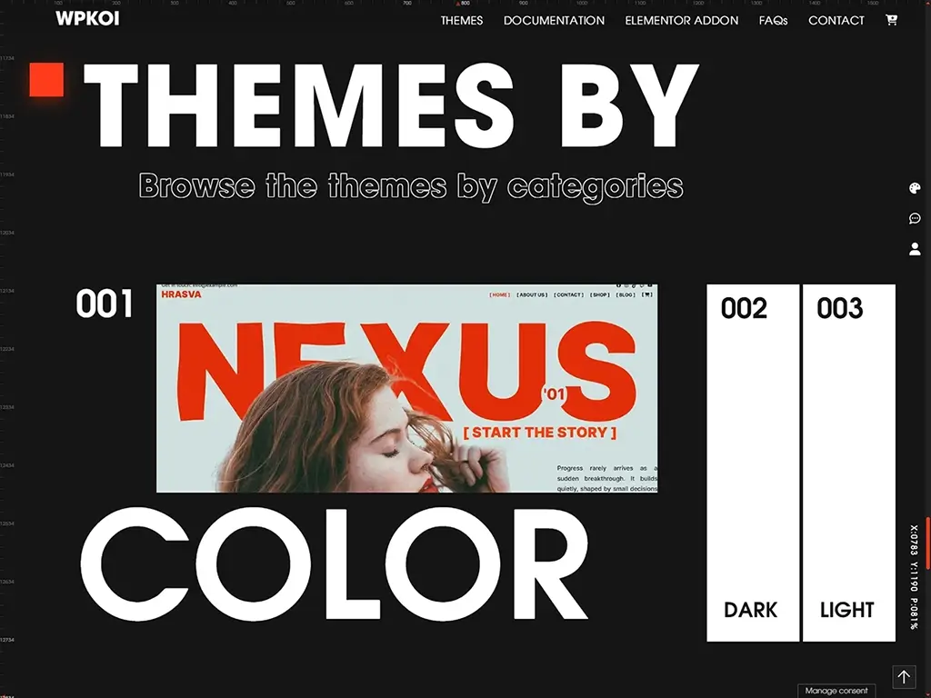 WPKoi themes browsed by color category